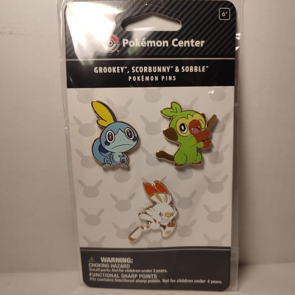 Pokemon Grookey Scorbunny Sobble Enamel Pins Set Official Collectible Pin Badges